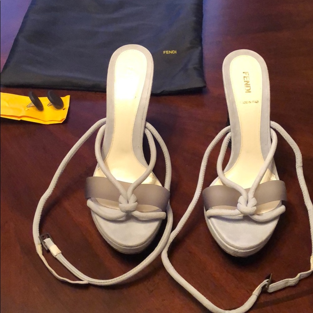 Fendi cage metal open toe heel